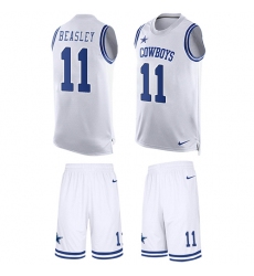 Men's Nike Dallas Cowboys #11 Cole Beasley Limited White Tank Top Suit NFL Jersey