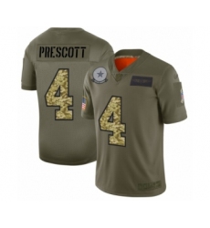 Men's Dallas Cowboys #4 Dak Prescott 2019 Olive Camo Salute to Service Limited Jersey