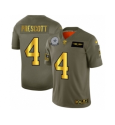 Men's Dallas Cowboys #4 Dak Prescott Limited Olive Gold 2019 Salute to Service Football Jersey