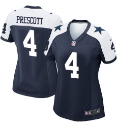 Women's Nike Dallas Cowboys #4 Dak Prescott Game Navy Blue Throwback Alternate NFL Jersey