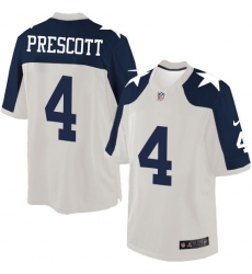 Youth Nike Dallas Cowboys #4 Dak Prescott Elite White Throwback Alternate NFL Jersey