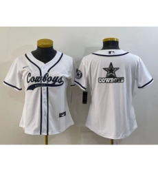 Women's Dallas Cowboys White Team Big Logo With Patch Cool Base Stitched Baseball Jersey
