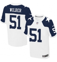 Men's Nike Dallas Cowboys #51 Kyle Wilber Elite White Throwback Alternate NFL Jersey