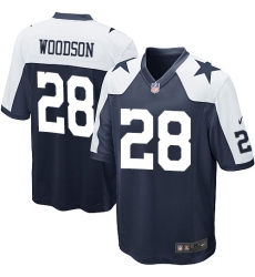 Men's Nike Dallas Cowboys #28 Darren Woodson Game Navy Blue Throwback Alternate NFL Jersey