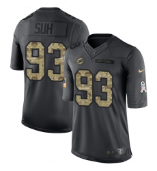 Men's Nike Miami Dolphins #93 Ndamukong Suh Limited Black 2016 Salute to Service NFL Jersey