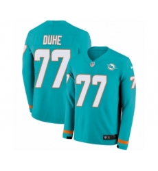 Youth Nike Miami Dolphins #77 Adam Joseph Duhe Limited Aqua Therma Long Sleeve NFL Jersey