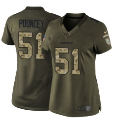 Women's Nike Miami Dolphins #51 Mike Pouncey Elite Green Salute to Service NFL Jersey