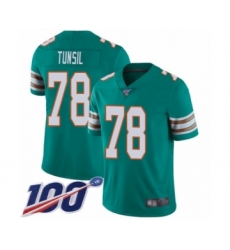 Men's Miami Dolphins #78 Laremy Tunsil Aqua Green Alternate Vapor Untouchable Limited Player 100th Season Football Jersey