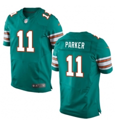 Men's Nike Miami Dolphins #11 DeVante Parker Elite Aqua Green Alternate NFL Jersey