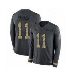 Youth Nike Miami Dolphins #11 DeVante Parker Limited Black Salute to Service Therma Long Sleeve NFL Jersey