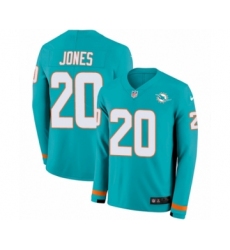 Men's Nike Miami Dolphins #20 Reshad Jones Limited Aqua Therma Long Sleeve NFL Jersey