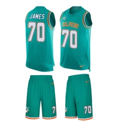 Men's Nike Miami Dolphins #70 Ja'Wuan James Limited Aqua Green Tank Top Suit NFL Jersey