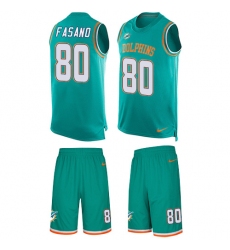 Men's Nike Miami Dolphins #80 Anthony Fasano Limited Aqua Green Tank Top Suit NFL Jersey