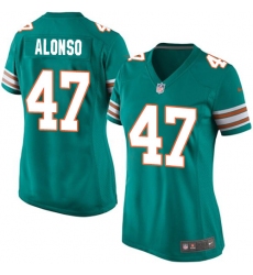 Women's Nike Miami Dolphins #47 Kiko Alonso Game Aqua Green Alternate NFL Jersey
