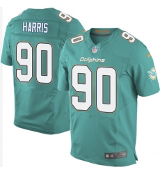 Men's Nike Miami Dolphins #90 Charles Harris Elite Aqua Green Team Color NFL Jersey