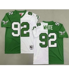 Men's Philadelphia Eagles #92 Reggie White Green White Split 1990 Throwback Jersey