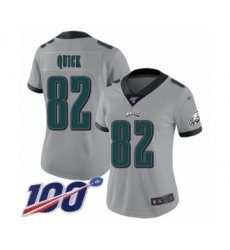 Women's Philadelphia Eagles #82 Mike Quick Limited Silver Inverted Legend 100th Season Football Jersey
