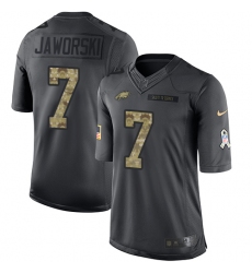 Men's Nike Philadelphia Eagles #7 Ron Jaworski Limited Black 2016 Salute to Service NFL Jersey