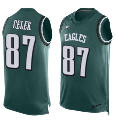 Men's Nike Philadelphia Eagles #87 Brent Celek Limited Midnight Green Player Name & Number Tank Top NFL Jersey