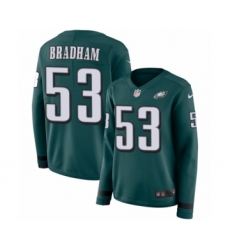 Women's Nike Philadelphia Eagles #53 Nigel Bradham Limited Green Therma Long Sleeve NFL Jersey