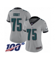 Women's Philadelphia Eagles #75 Vinny Curry Limited Silver Inverted Legend 100th Season Football Jersey