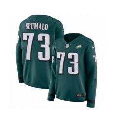Women's Nike Philadelphia Eagles #73 Isaac Seumalo Limited Green Therma Long Sleeve NFL Jersey