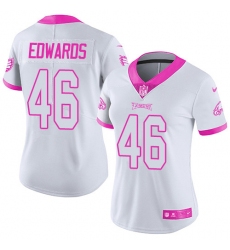 Women's Nike Philadelphia Eagles #46 Herman Edwards Limited White/Pink Rush Fashion NFL Jersey