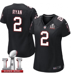 Women's Nike Atlanta Falcons #2 Matt Ryan Elite Black Alternate Super Bowl LI 51 NFL Jersey
