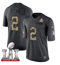 Youth Nike Atlanta Falcons #2 Matt Ryan Limited Black 2016 Salute to Service Super Bowl LI 51 NFL Jersey