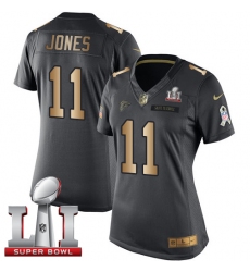 Women's Nike Atlanta Falcons #11 Julio Jones Limited Black/Gold Salute to Service Super Bowl LI 51 NFL Jersey