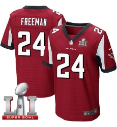 Men's Nike Atlanta Falcons #24 Devonta Freeman Elite Red Team Color Super Bowl LI 51 NFL Jersey