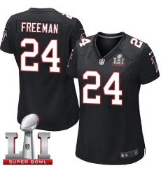Women's Nike Atlanta Falcons #24 Devonta Freeman Elite Black Alternate Super Bowl LI 51 NFL Jersey