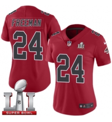 Women's Nike Atlanta Falcons #24 Devonta Freeman Limited Red Rush Super Bowl LI 51 NFL Jersey