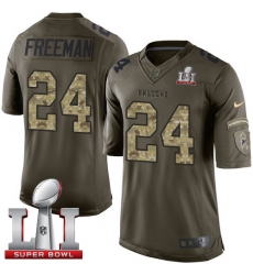Youth Nike Atlanta Falcons #24 Devonta Freeman Limited Green Salute to Service Super Bowl LI 51 NFL Jersey