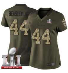 Women's Nike Atlanta Falcons #44 Vic Beasley Limited Green Salute to Service Super Bowl LI 51 NFL Jersey