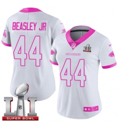 Women's Nike Atlanta Falcons #44 Vic Beasley Limited White/Pink Rush Fashion Super Bowl LI 51 NFL Jersey