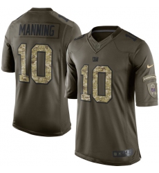 Men's Nike New York Giants #10 Eli Manning Elite Green Salute to Service NFL Jersey