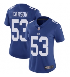 Women's Nike New York Giants #53 Harry Carson Elite Royal Blue Team Color NFL Jersey
