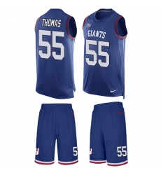 Men's Nike New York Giants #55 J.T. Thomas Limited Royal Blue Tank Top Suit NFL Jersey