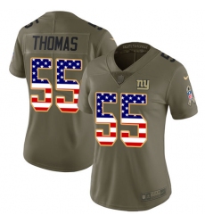 Women's Nike New York Giants #55 J.T. Thomas Limited Olive/USA Flag 2017 Salute to Service NFL Jersey