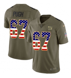 Youth Nike New York Giants #67 Justin Pugh Limited Olive/USA Flag 2017 Salute to Service NFL Jersey