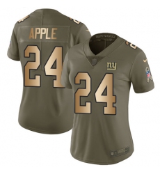 Women's Nike New York Giants #24 Eli Apple Limited Olive/Gold 2017 Salute to Service NFL Jersey