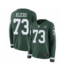 Women's Nike New York Jets #73 Joe Klecko Limited Green Therma Long Sleeve NFL Jersey