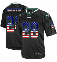 Men's Nike New York Jets #28 Curtis Martin Elite Black USA Flag Fashion NFL Jersey