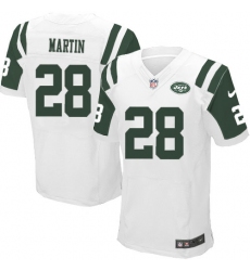 Men's Nike New York Jets #28 Curtis Martin Elite White NFL Jersey