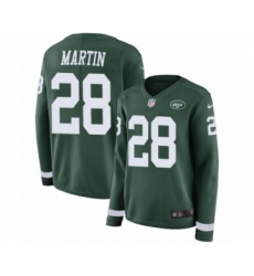 Women's Nike New York Jets #28 Curtis Martin Limited Green Therma Long Sleeve NFL Jersey