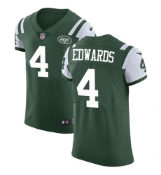 Men's Nike New York Jets #4 Lac Edwards Elite Green Team Color NFL Jersey