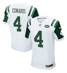 Men's Nike New York Jets #4 Lac Edwards Elite White NFL Jersey