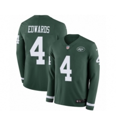 Men's Nike New York Jets #4 Lac Edwards Limited Green Therma Long Sleeve NFL Jersey