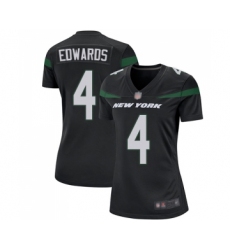 Women's New York Jets #4 Lac Edwards Game Black Alternate Football Jersey